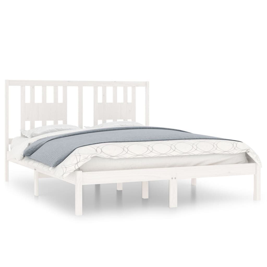3104064 vidaXL Bed Frame without Mattress White Solid Wood 140x200 cm (810018+818671)