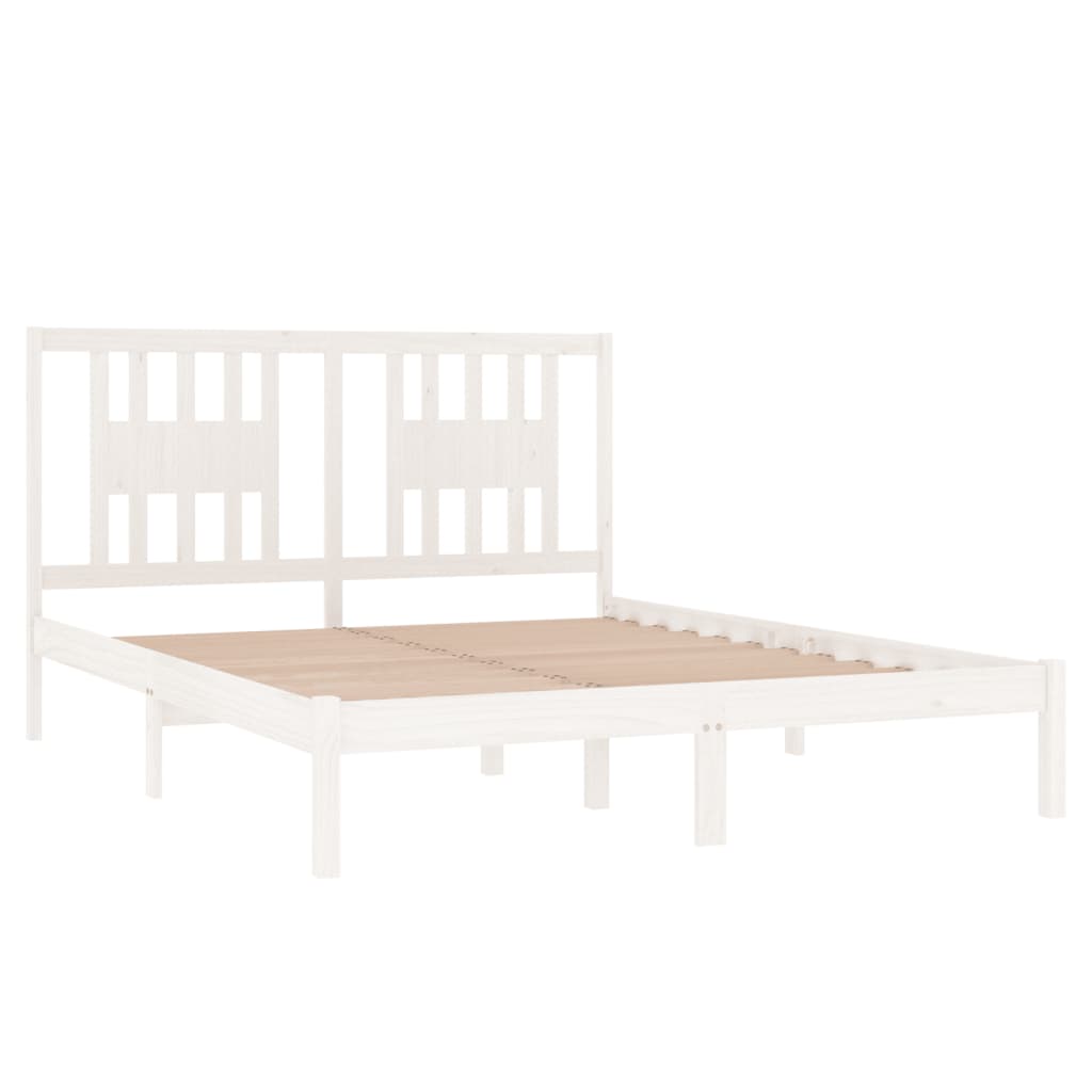 3104064 vidaXL Bed Frame without Mattress White Solid Wood 140x200 cm (810018+818671)