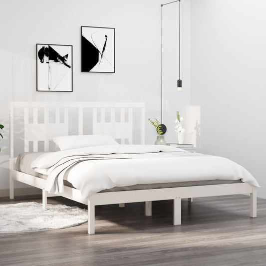 3104064 vidaXL Bed Frame without Mattress White Solid Wood 140x200 cm (810018+818671)