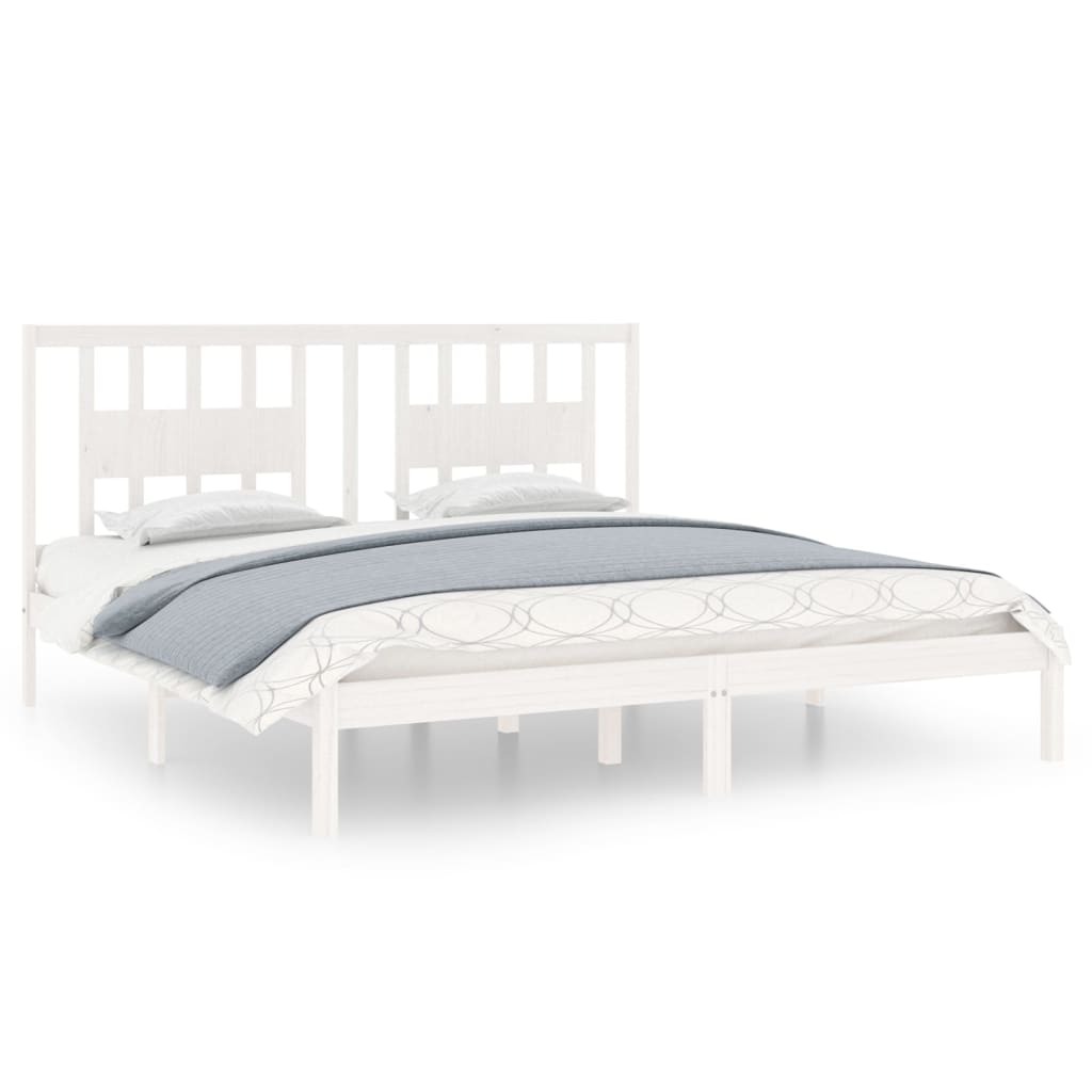 3104084 vidaXL Bed Frame without Mattress White Solid Wood 200x200 cm (810038+818691)