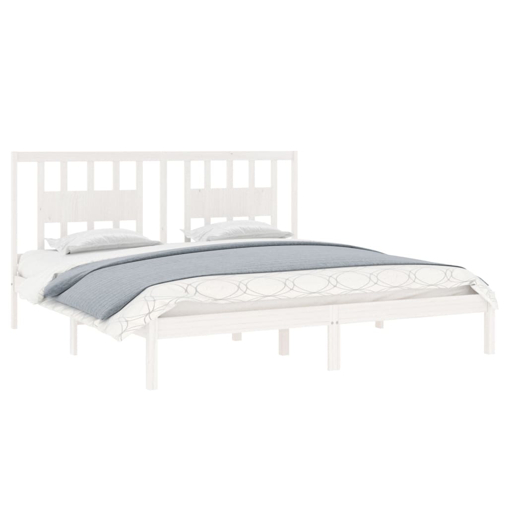 3104084 vidaXL Bed Frame without Mattress White Solid Wood 200x200 cm (810038+818691)