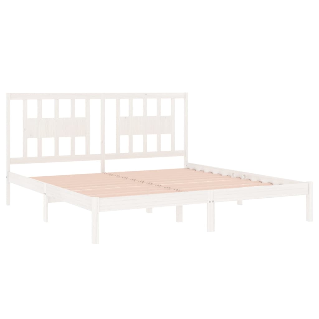 3104084 vidaXL Bed Frame without Mattress White Solid Wood 200x200 cm (810038+818691)