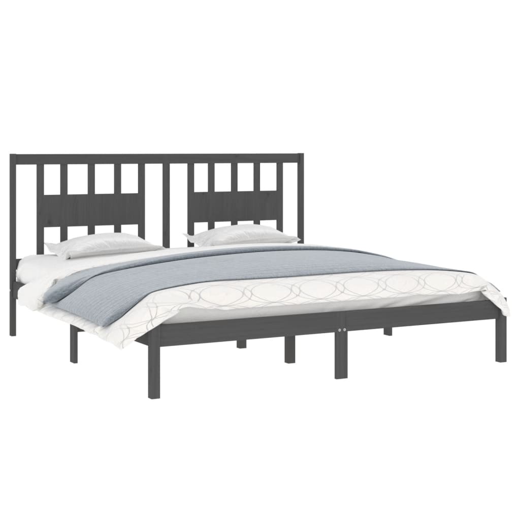 3104085 vidaXL Bed Frame without Mattress Grey Solid Wood 200x200 cm (810039+818692)
