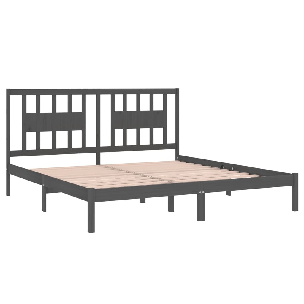 3104085 vidaXL Bed Frame without Mattress Grey Solid Wood 200x200 cm (810039+818692)