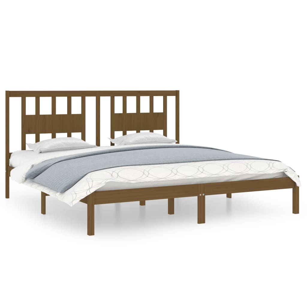 3104086 vidaXL Bed Frame without Mattress Honey Brown Solid Wood 200x200 cm (810040+818693)
