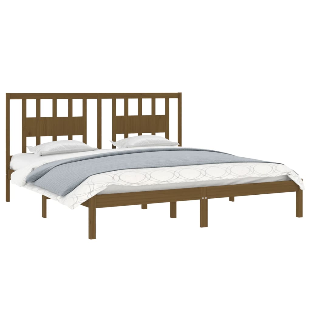 3104086 vidaXL Bed Frame without Mattress Honey Brown Solid Wood 200x200 cm (810040+818693)