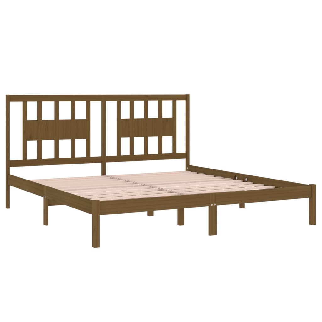 3104086 vidaXL Bed Frame without Mattress Honey Brown Solid Wood 200x200 cm (810040+818693)