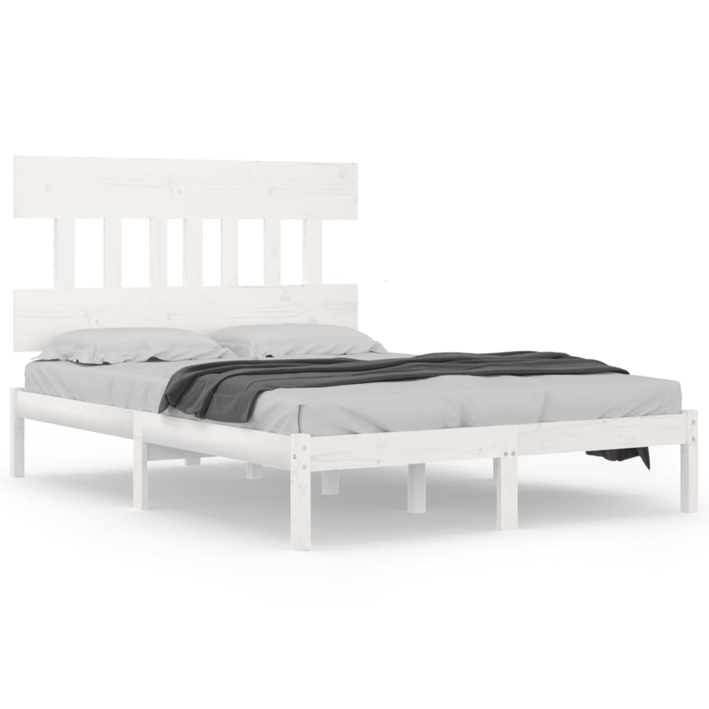3104759 vidaXL Bed Frame without Mattress White 200x200 cm Solid Wood