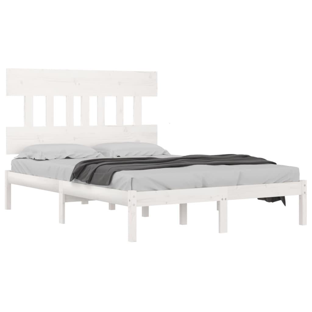 3104759 vidaXL Bed Frame without Mattress White 200x200 cm Solid Wood