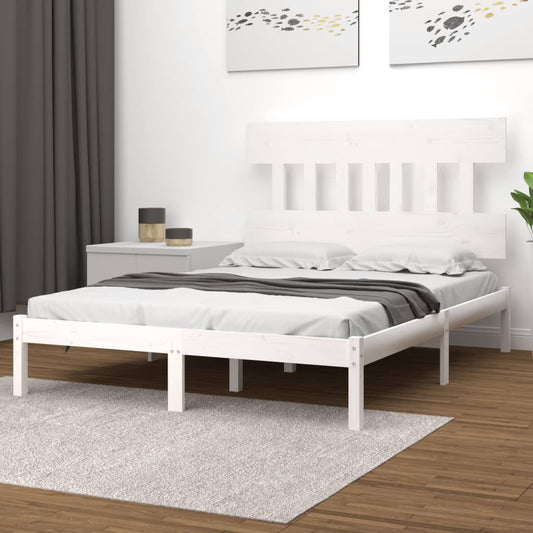 3104759 vidaXL Bed Frame without Mattress White 200x200 cm Solid Wood