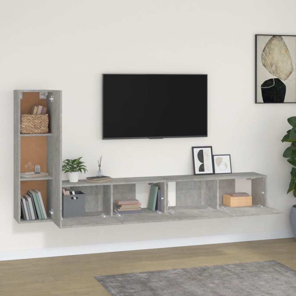3 Piece TV Cabinet Set Concrete Grey Engineered Wood