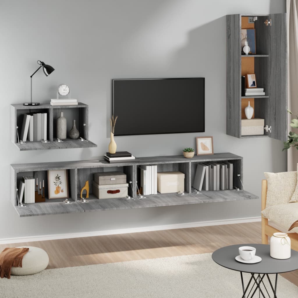 4 Piece TV Cabinet Set Grey Sonoma Engineered Wood