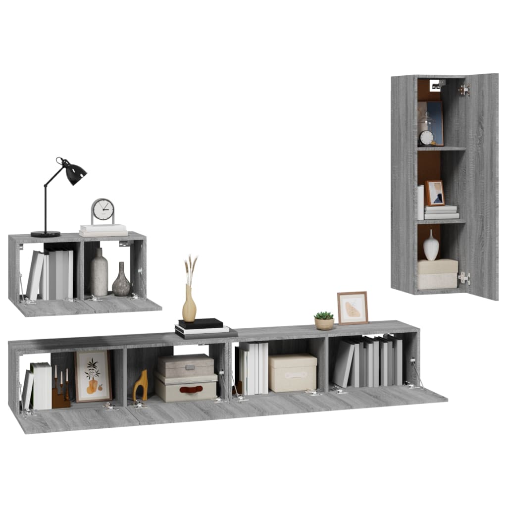 4 Piece TV Cabinet Set Grey Sonoma Engineered Wood