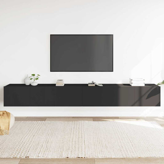 3 Piece TV Cabinet Set Black Engineered Wood