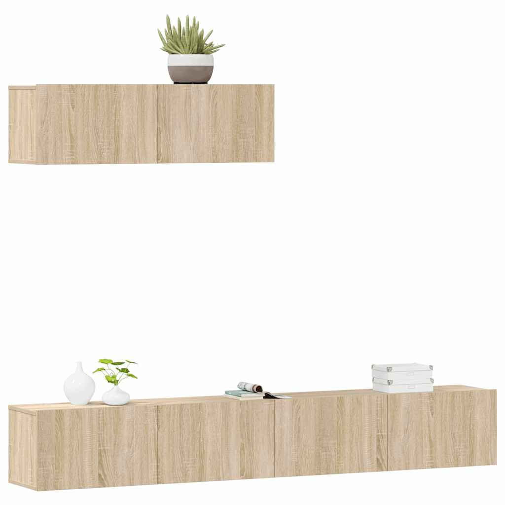 3 Piece TV Cabinet Set Sonoma Oak Engineered Wood