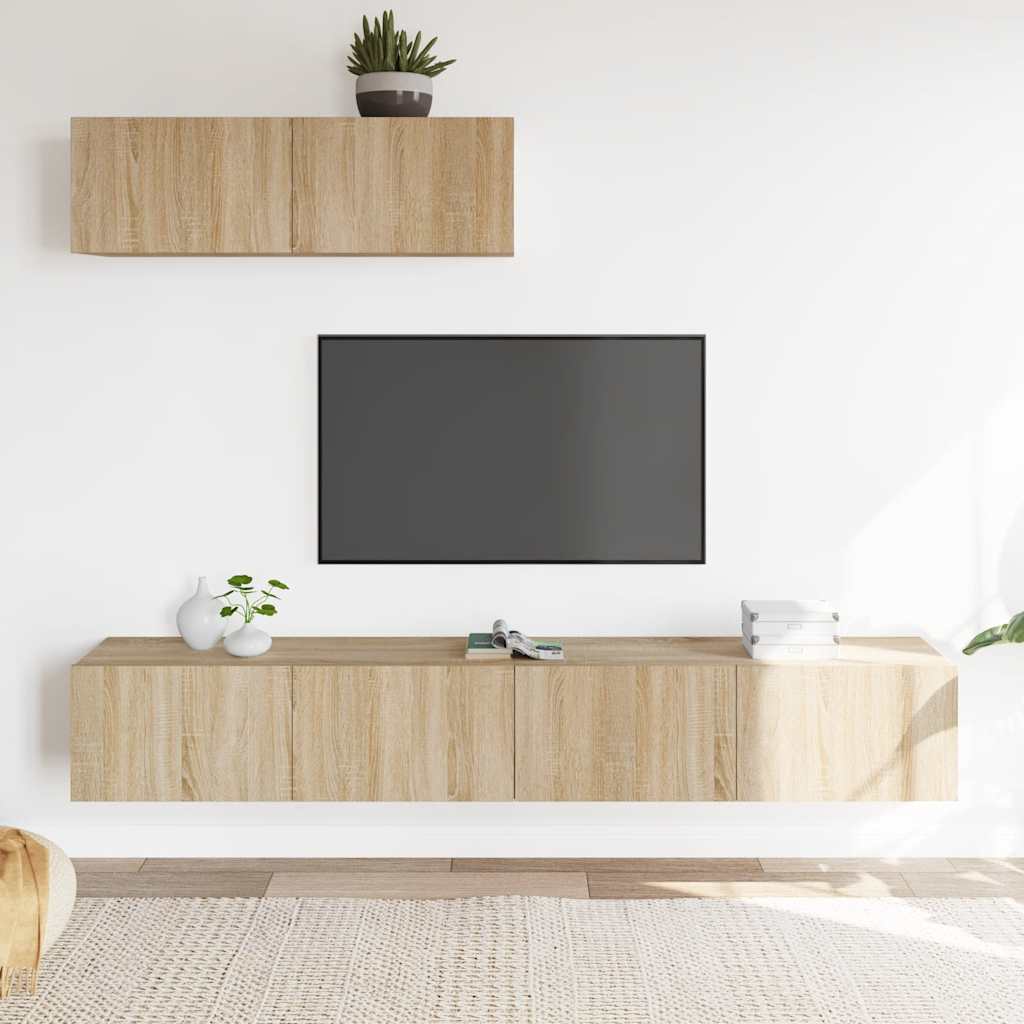 3 Piece TV Cabinet Set Sonoma Oak Engineered Wood
