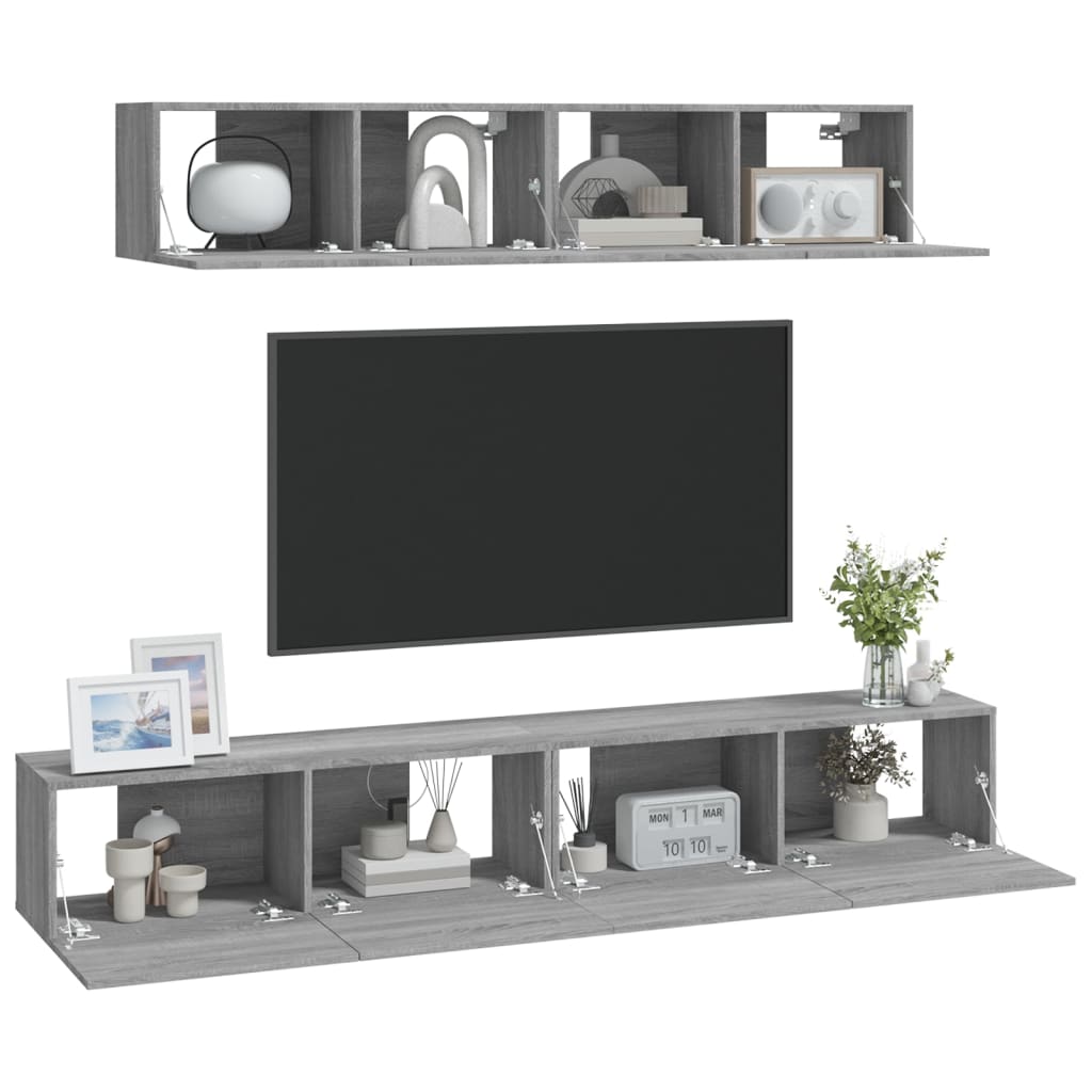 4 Piece TV Cabinet Set Grey Sonoma Engineered Wood
