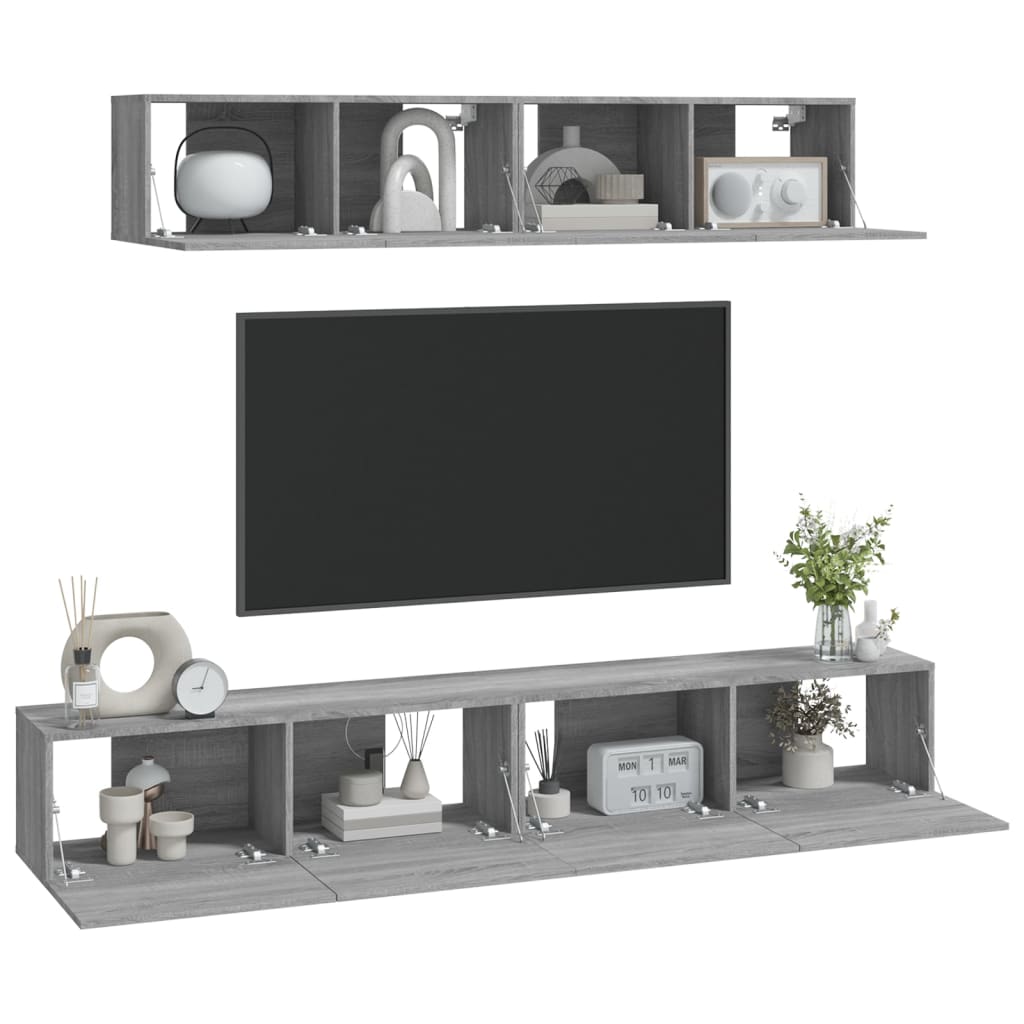 4 Piece TV Cabinet Set Grey Sonoma Engineered Wood