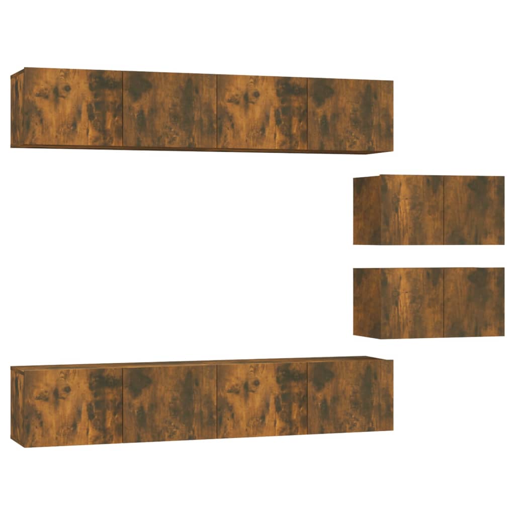 4 Piece TV Cabinet Set Smoked Oak Engineered Wood