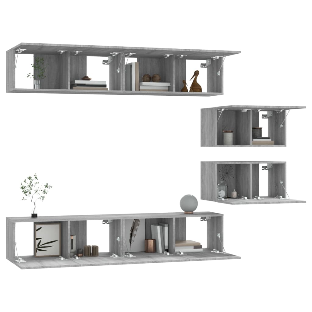 4 Piece TV Cabinet Set Grey Sonoma Engineered Wood