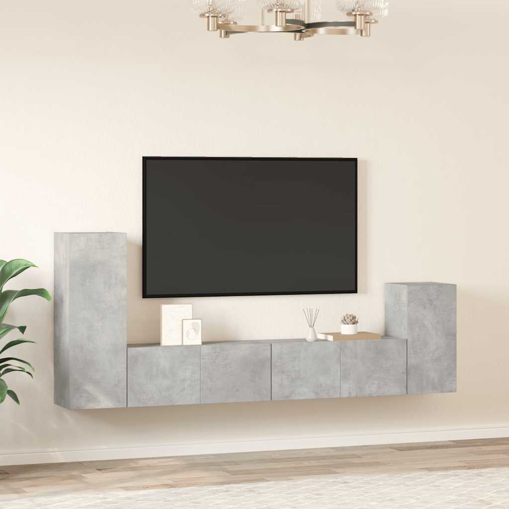 4 Piece TV Cabinet Set Concrete Grey Engineered Wood