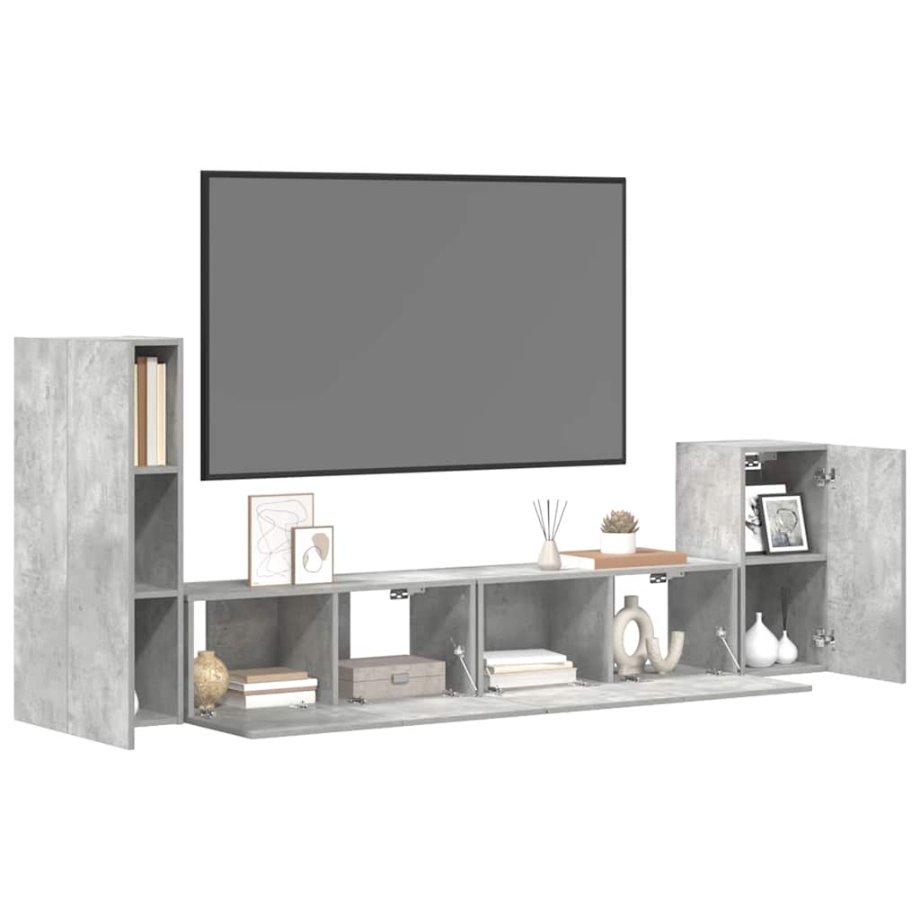 4 Piece TV Cabinet Set Concrete Grey Engineered Wood