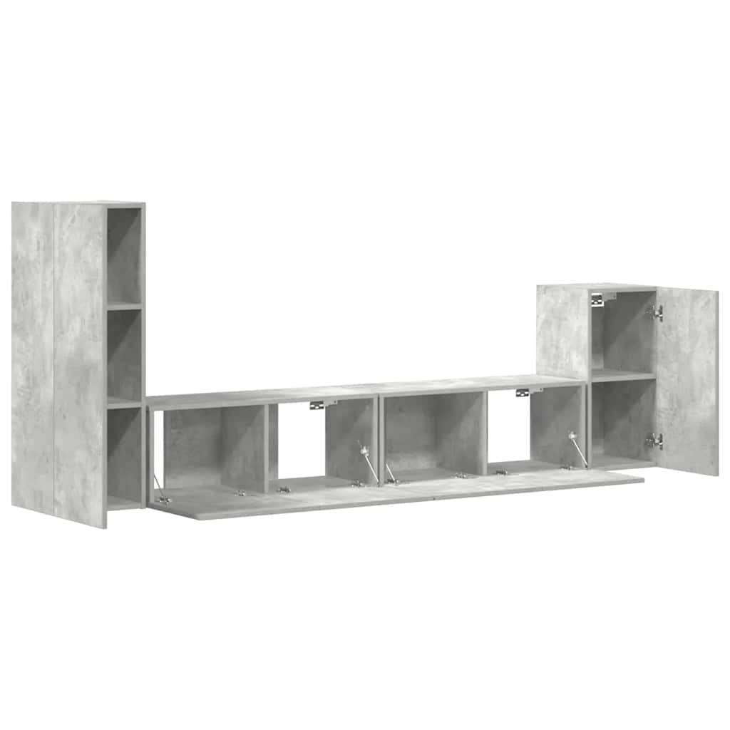4 Piece TV Cabinet Set Concrete Grey Engineered Wood