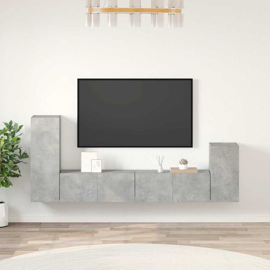 4 Piece TV Cabinet Set Concrete Grey Engineered Wood