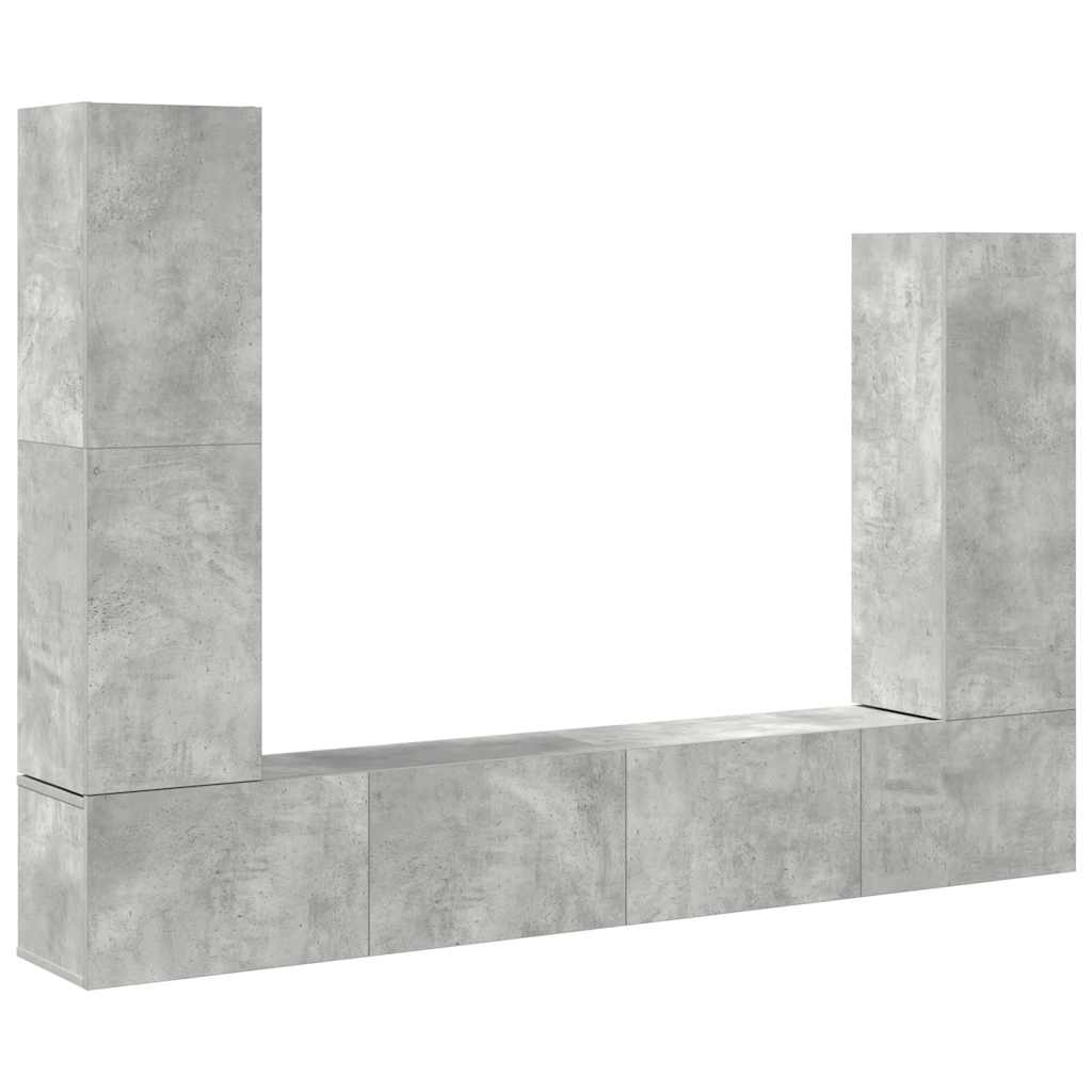 4 Piece TV Cabinet Set Concrete Grey Engineered Wood