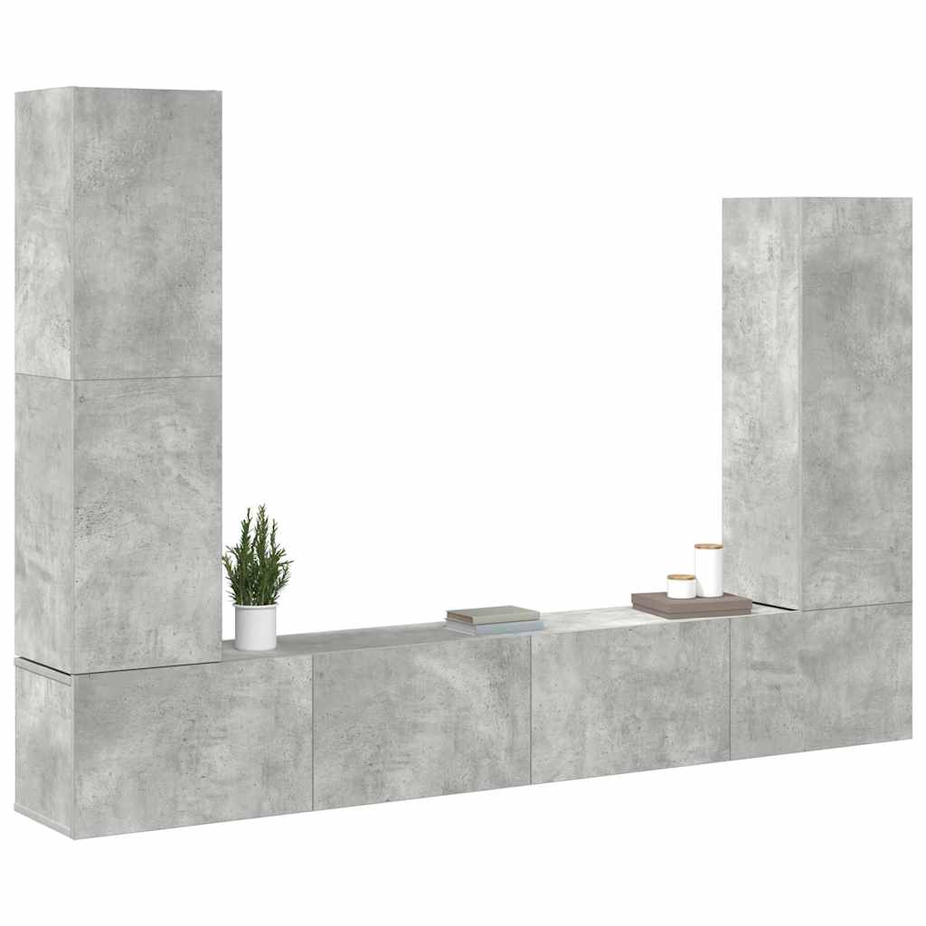 4 Piece TV Cabinet Set Concrete Grey Engineered Wood