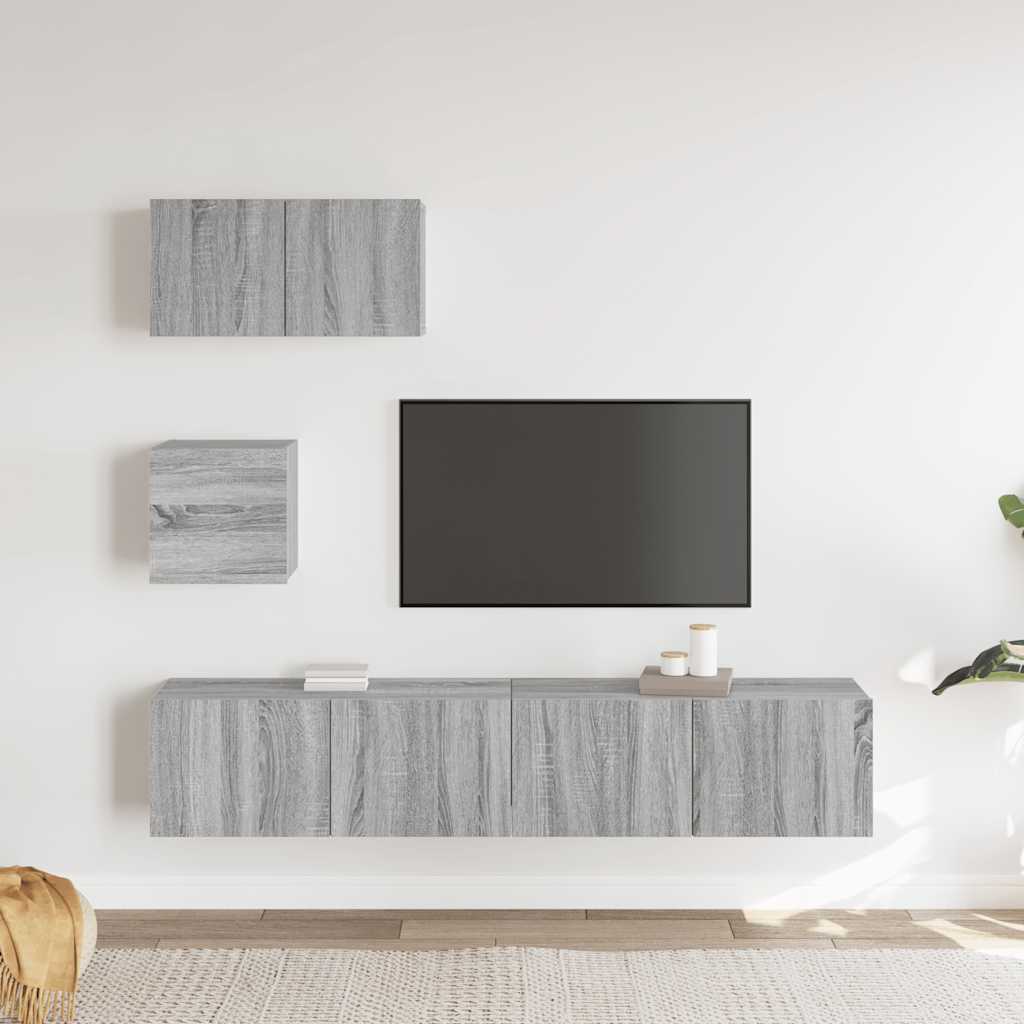 4 Piece TV Cabinet Set Grey Sonoma Engineered Wood