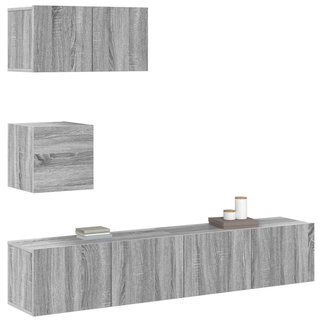 4 Piece TV Cabinet Set Grey Sonoma Engineered Wood