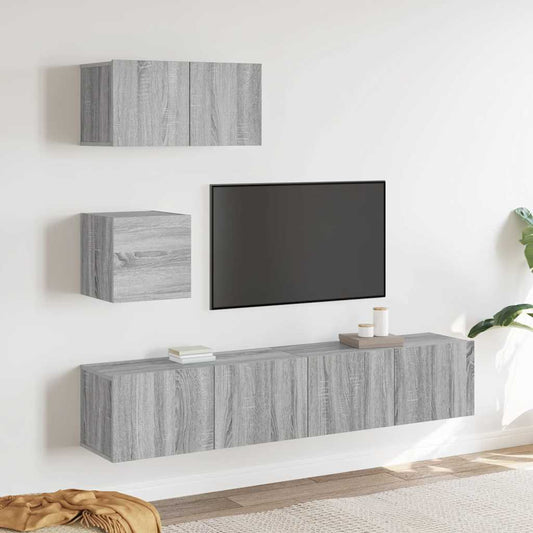 4 Piece TV Cabinet Set Grey Sonoma Engineered Wood