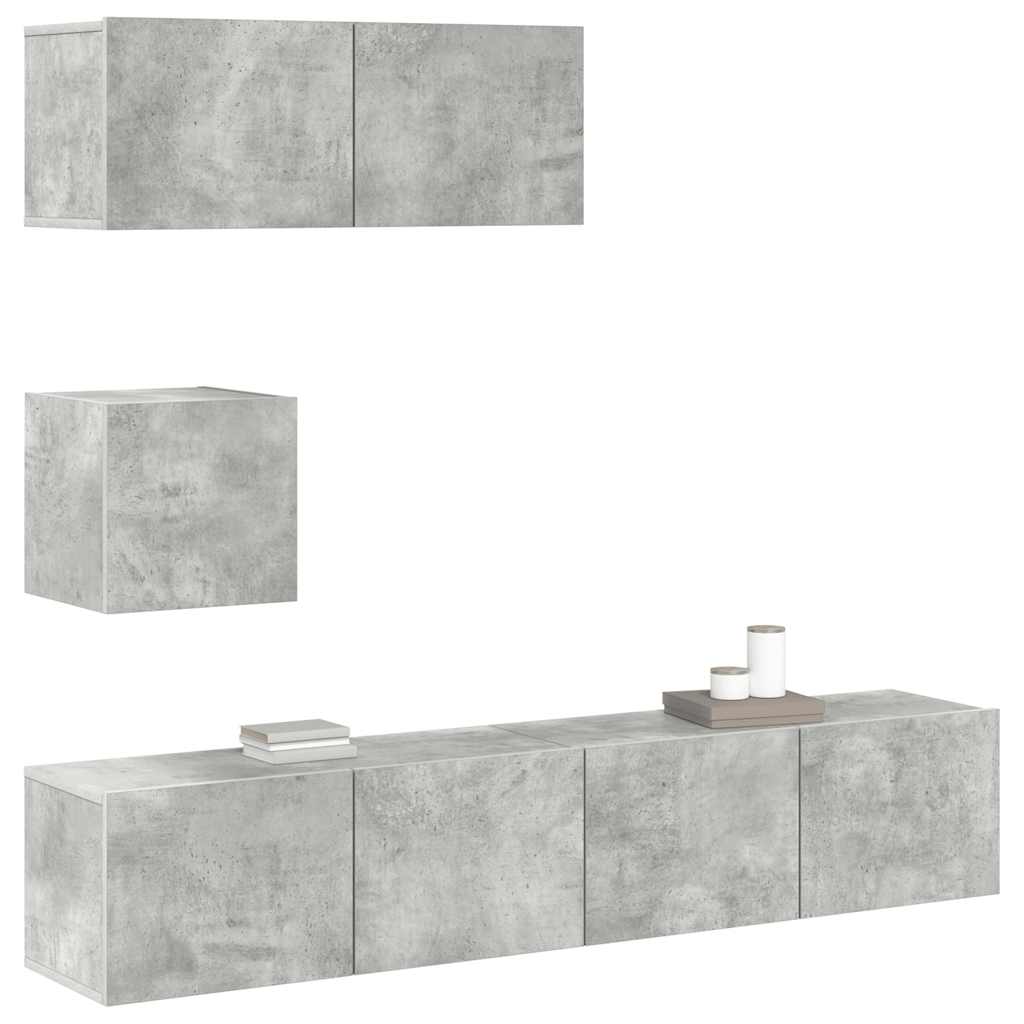 4 Piece TV Cabinet Set Concrete Grey Engineered Wood