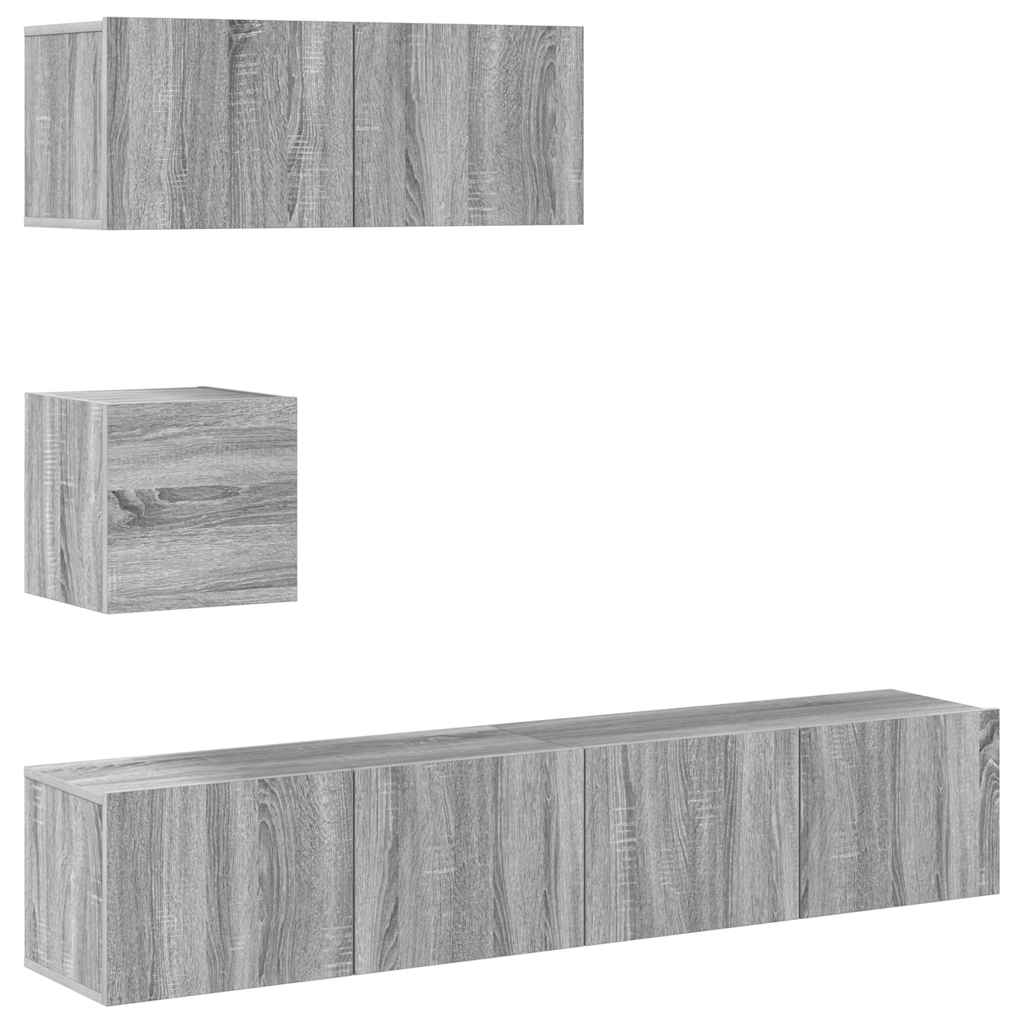 4 Piece TV Cabinet Set Grey Sonoma Engineered Wood