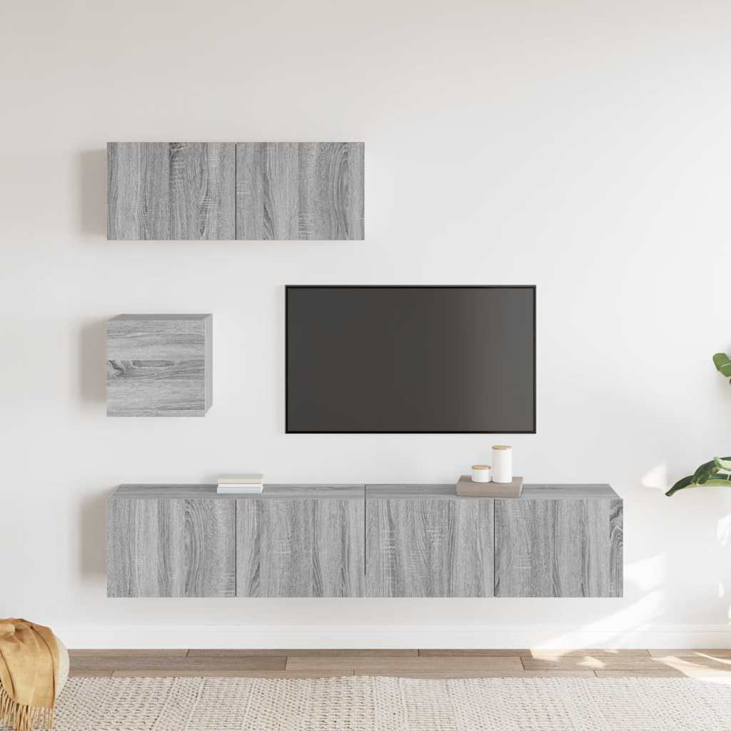 4 Piece TV Cabinet Set Grey Sonoma Engineered Wood