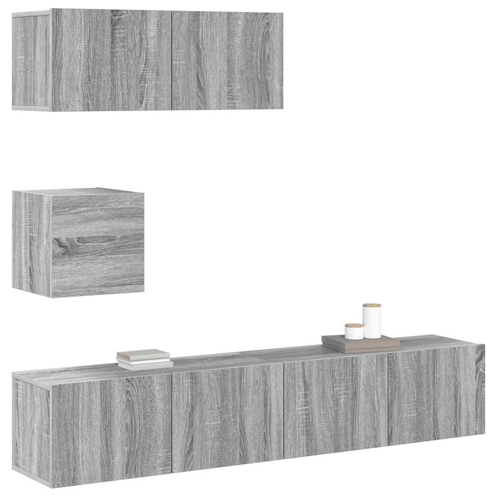 4 Piece TV Cabinet Set Grey Sonoma Engineered Wood