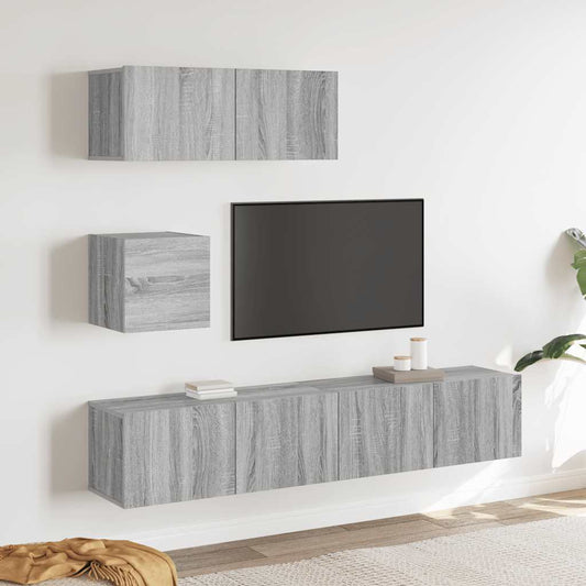 4 Piece TV Cabinet Set Grey Sonoma Engineered Wood