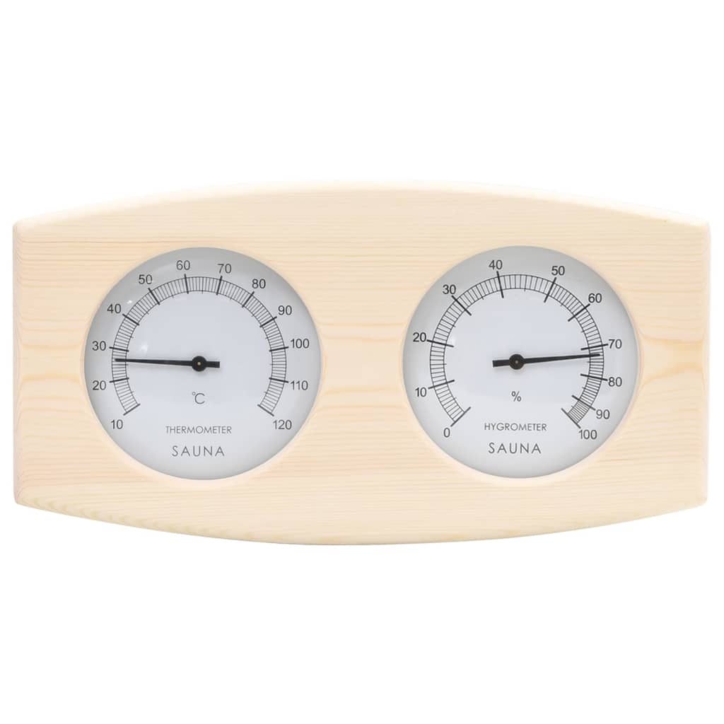 2 in 1 Sauna Hygrothermograph and Sand Timer Set Solid Wood Pine