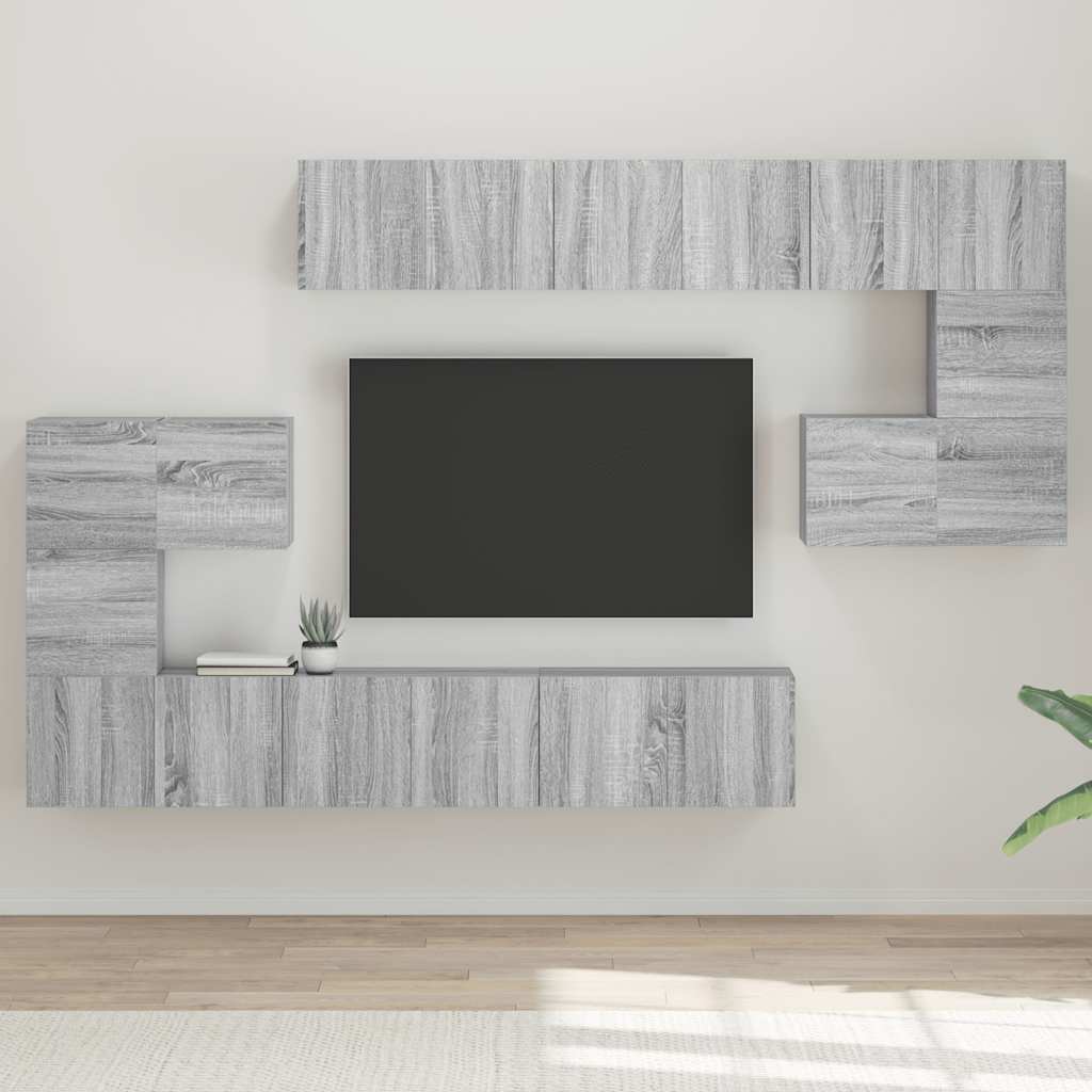 10 Piece TV Cabinet Set Grey Sonoma Engineered Wood