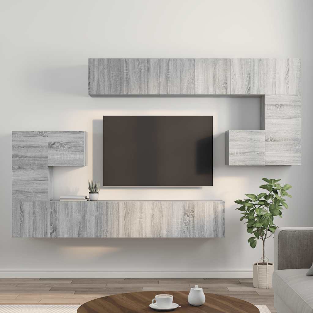 10 Piece TV Cabinet Set Grey Sonoma Engineered Wood