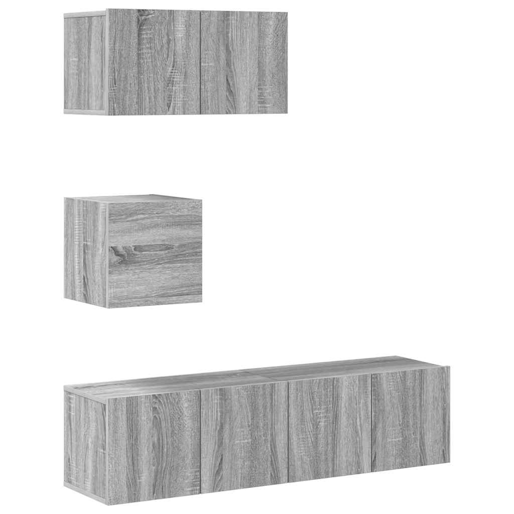 4 Piece TV Cabinet Set Grey Sonoma Engineered Wood