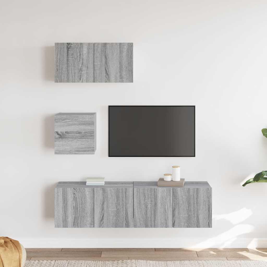 4 Piece TV Cabinet Set Grey Sonoma Engineered Wood