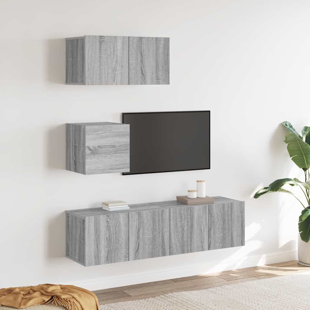 4 Piece TV Cabinet Set Grey Sonoma Engineered Wood