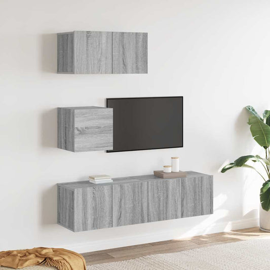 4 Piece TV Cabinet Set Grey Sonoma Engineered Wood