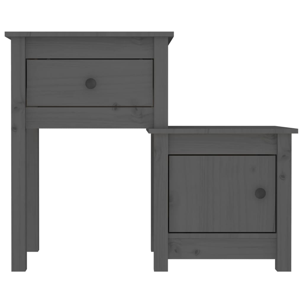 Bedside Cabinet Grey 79.5x38x65.5 cm Solid Wood Pine