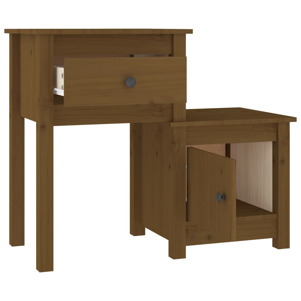 Bedside Cabinet Honey Brown 79.5x38x65.5 cm Solid Wood Pine