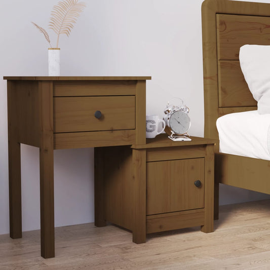 Bedside Cabinet Honey Brown 79.5x38x65.5 cm Solid Wood Pine