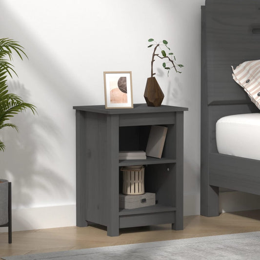 Bedside Cabinet Grey 40x35x55 cm Solid Wood Pine