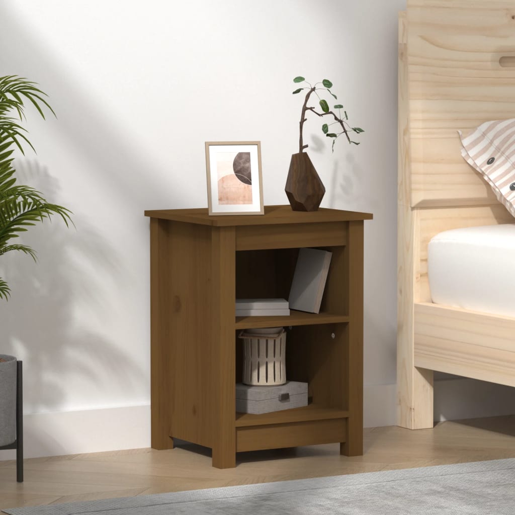 Bedside Cabinet Honey Brown 40x35x55 cm Solid Wood Pine